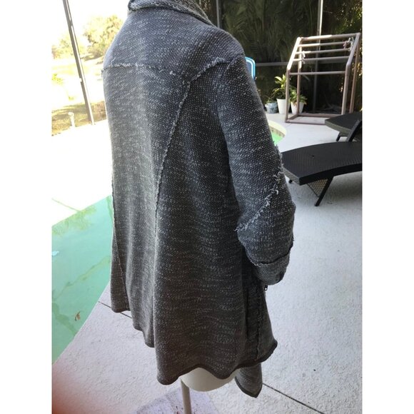 Free People In The Loop Boho Cardigan Sweater Gray Waterfall Size S - Picture 8 of 12